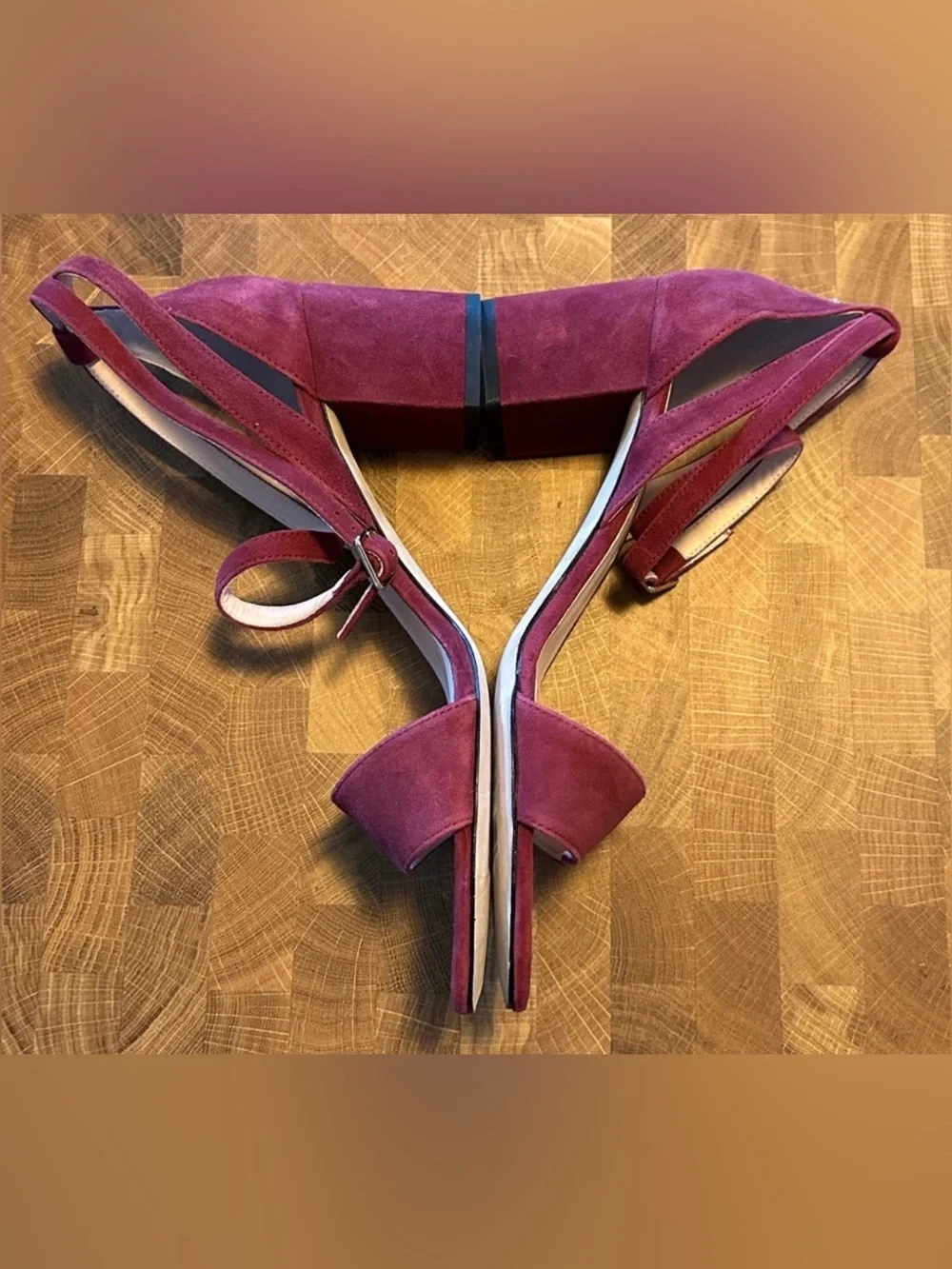 KATE SPADE M Watson Too Deep Crimson Suede Heels Sandals SZ 10M